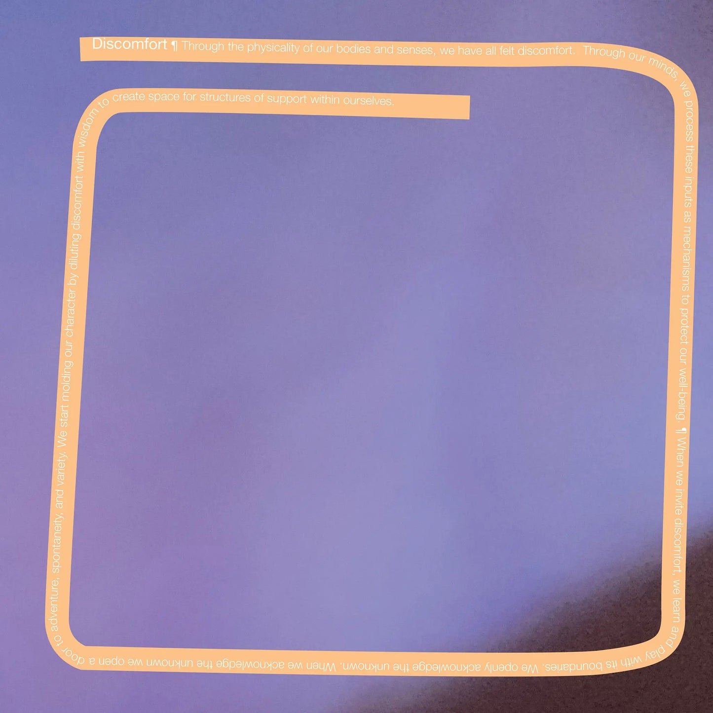 Clear square object with yellow border on a purple background
