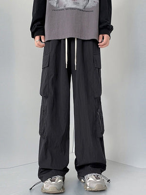 Men's Plus Size Loose Fit Cargo Pants with Drawstring