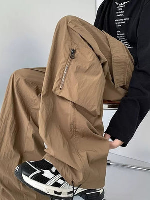 Men's Plus Size Loose Fit Cargo Pants with Drawstring