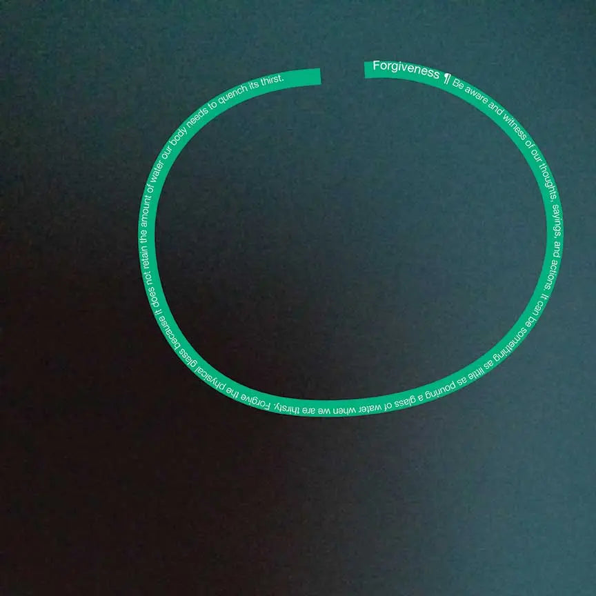 Green circle with text on a dark blue background