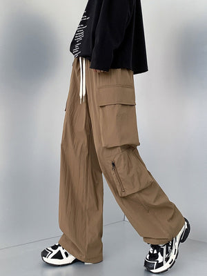 Men's Plus Size Loose Fit Cargo Pants with Drawstring