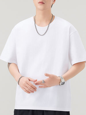 Men's Plus Size Solid Color Casual Loose T-Shirt