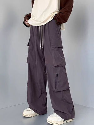 Men's Plus Size Loose Fit Cargo Pants with Drawstring
