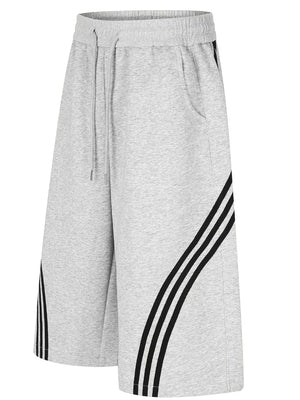Men's Striped Wide-Leg Cropped Pants