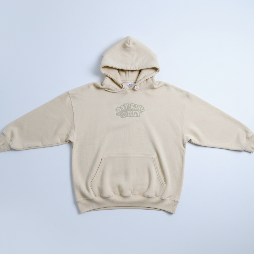 DayRave Hoodie Flat Lay - No Drawstrings