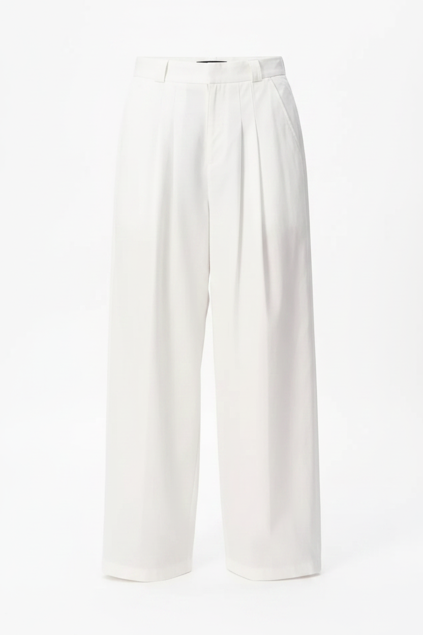 Men's Wide Leg Pleated Pants Flat Lay